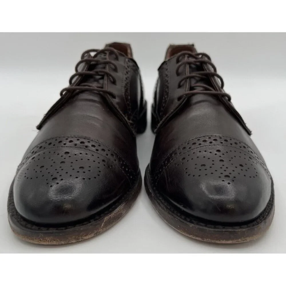 Allen Edmonds Lexington Oxford Brogue Cap-Toe Shoes Leather Dark Brown 10.5D